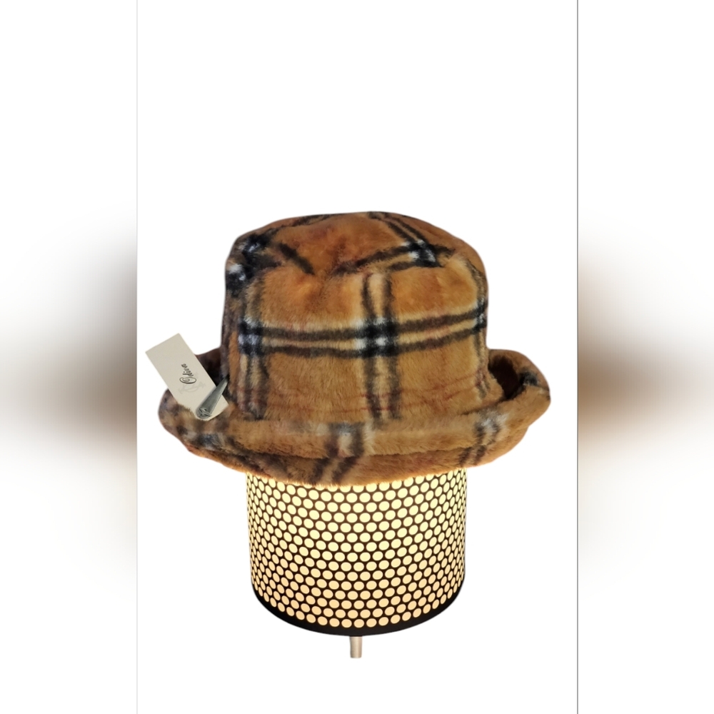 Furry Plaid Bucket Hat - Picture 2 of 2